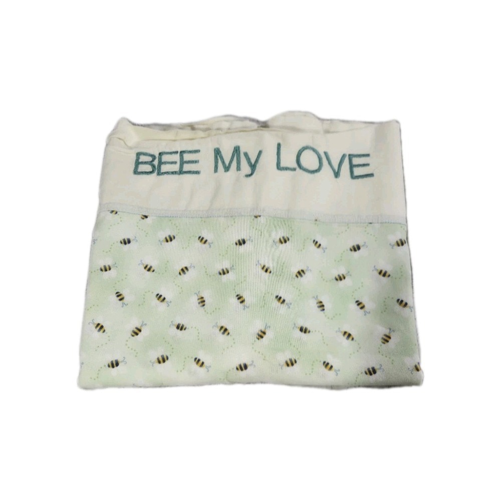 Vintage Embroidered Busy Bees Sage Green Standard Pillowcases - Picture 2 of 4